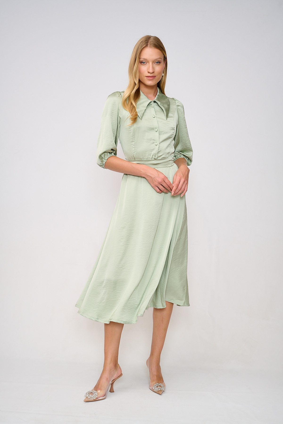 שמלת וינטג' – דגם מודולרי ירוק