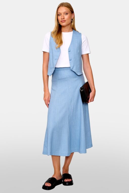 סט ווסט וחצאית קלאסיים מפשתן איטלקי גינס