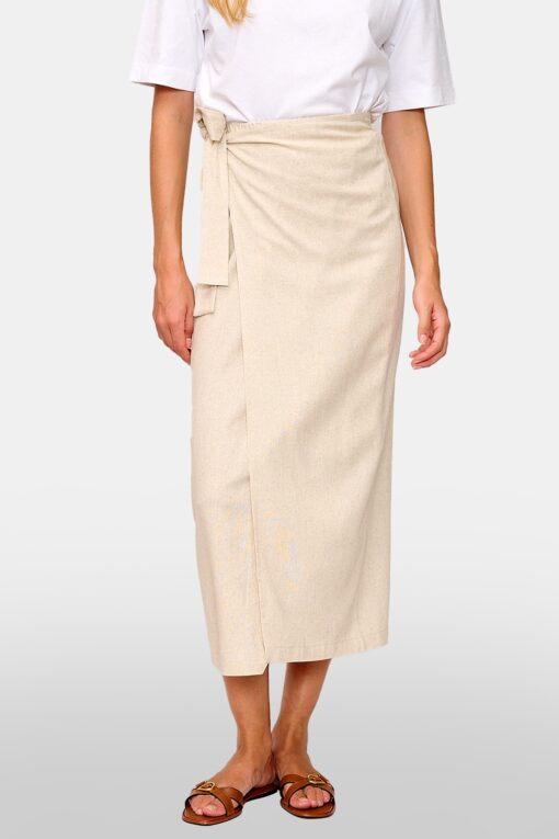 חצאית מעטפת פשתן