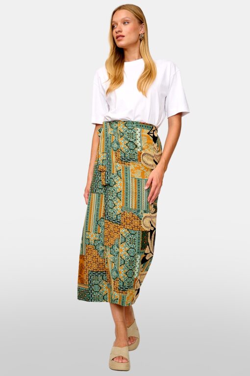 חצאית מעטפת קשירה בסגנון בוהו שיק